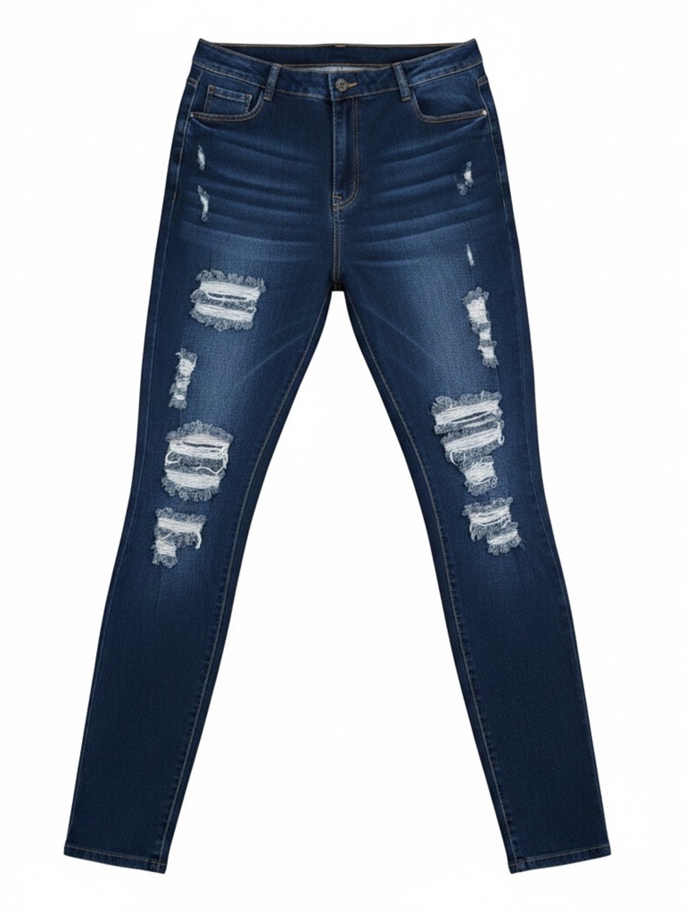 Fashion Nova Womens Distressed Skinny Plus Jeans Size 20 Dark Wash Denim Stretch